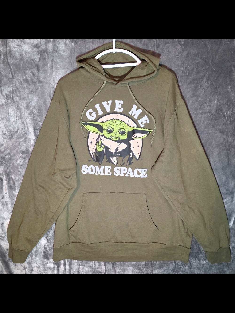 Star Wars Olive Green Crewneck Hoodie with Baby Yoda Graphic